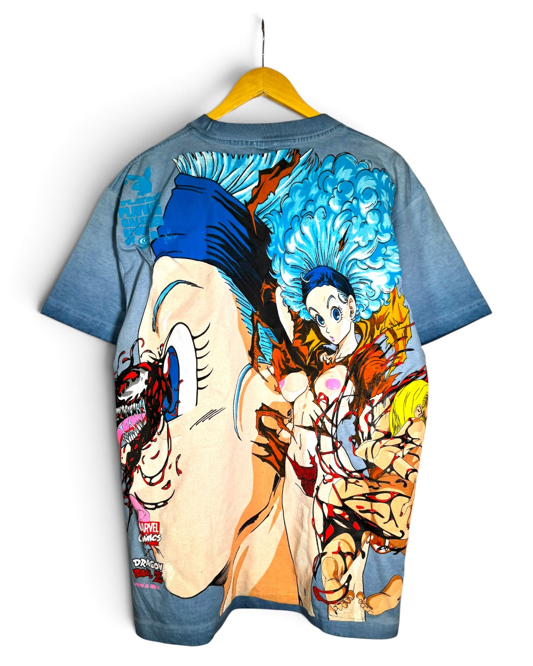 Blue Oil Wash - Android 18 Front - Bulma Back - Carnage x 18 Sides 360 Shirt