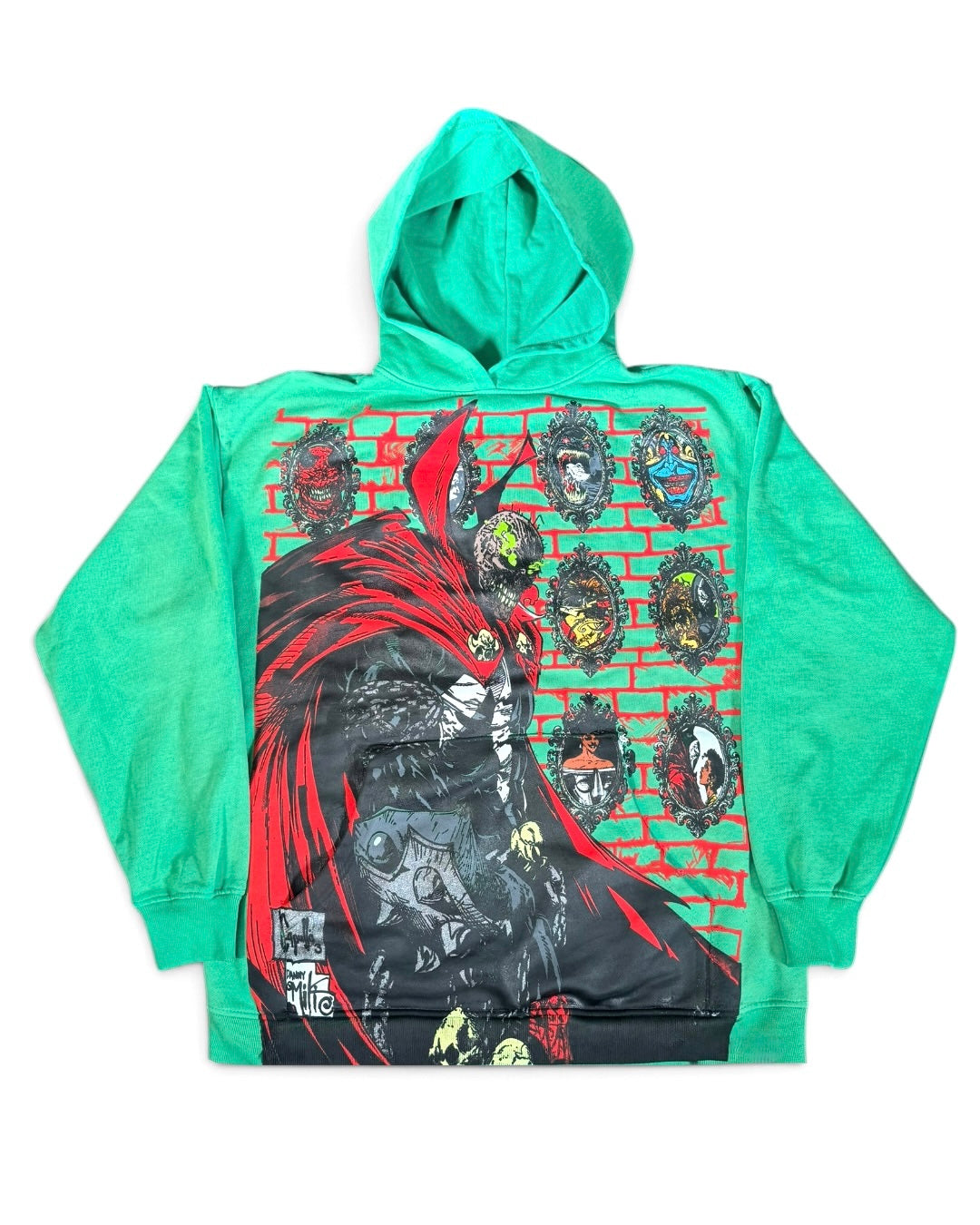 Green Oil Wash Hoodie - Spawn Pieces of Me Front - Medieval Spawn Back