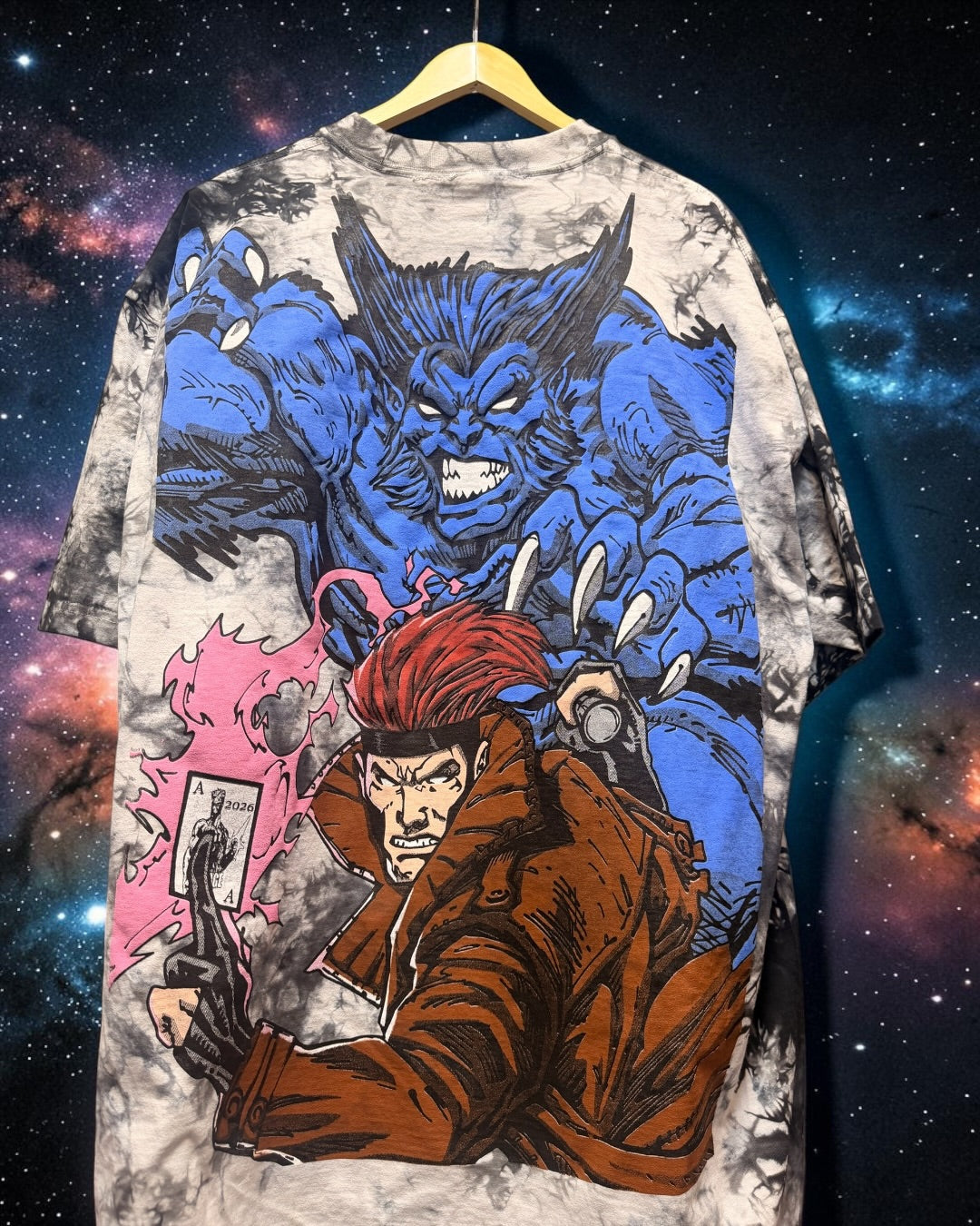 Black tie dye - X-Men Team Front & Beast & Gambit back