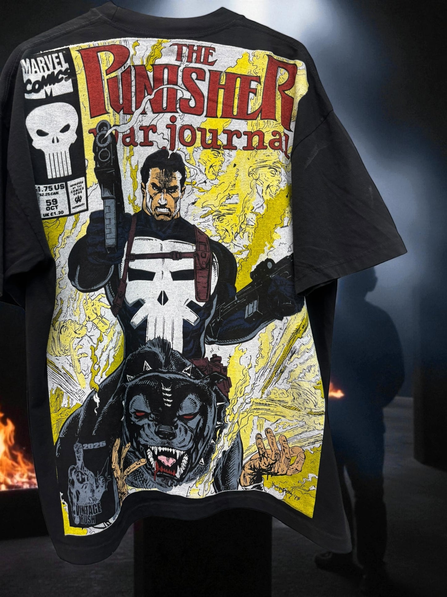 Black - Punisher Solo Flames & the Punisher Pit bull – Vintage Rush