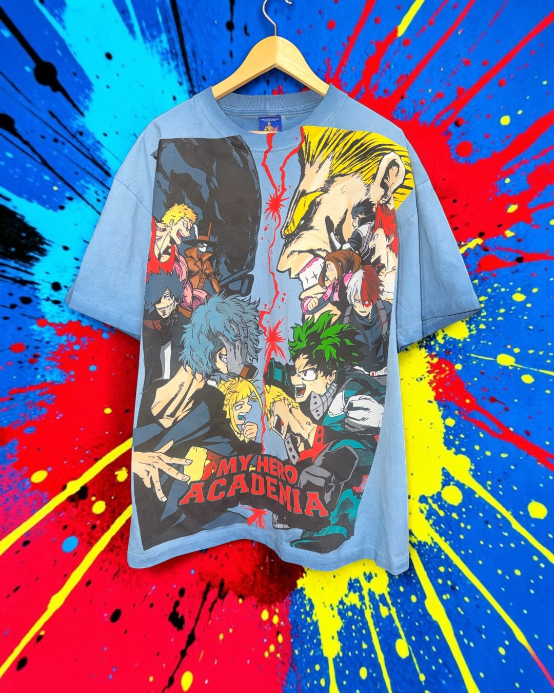 Blue Oil Wash -  My hero - All might vs one for all Front & Final conflict back