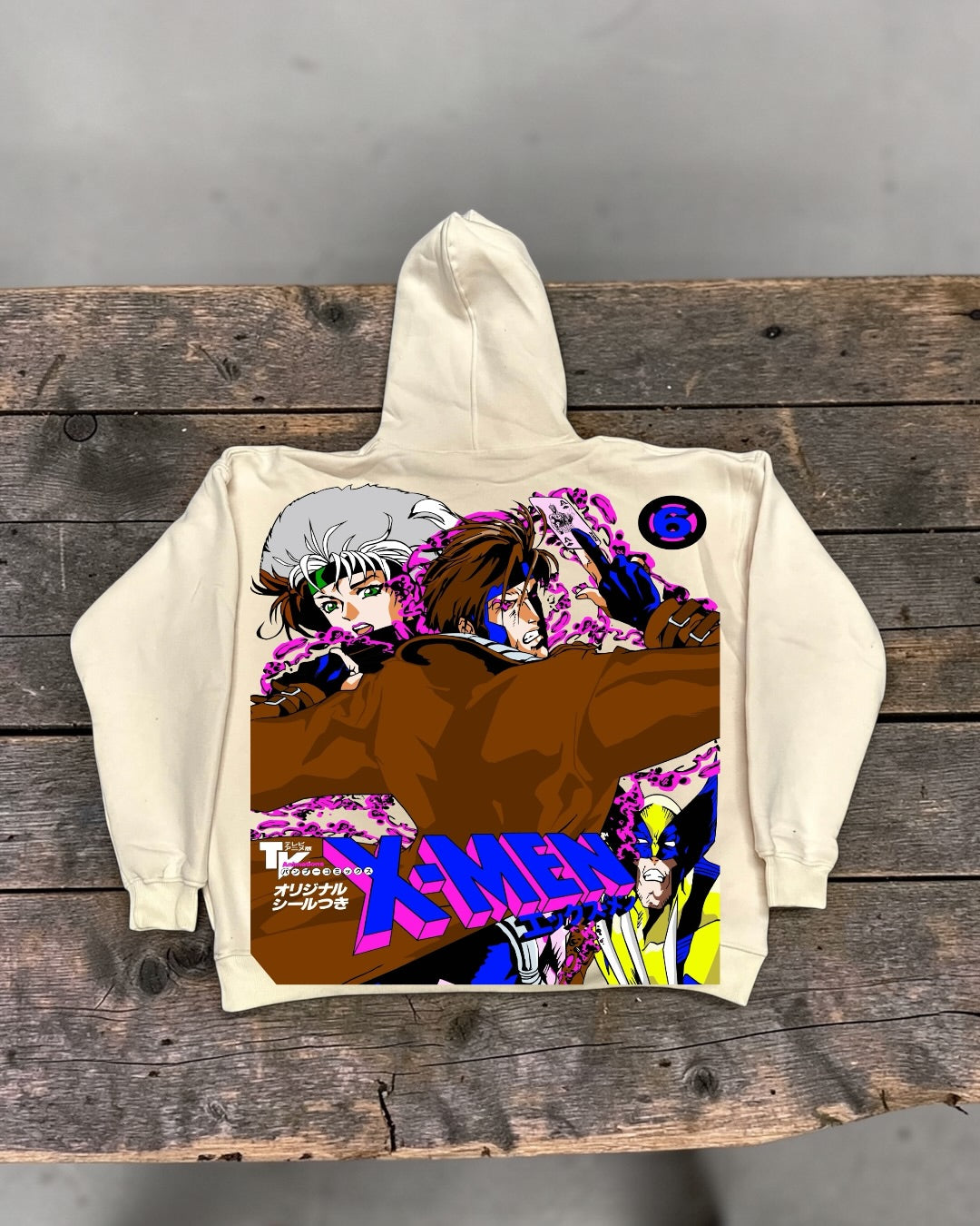 Cream HOODIE - archangel  Front hit and Gambit back hit