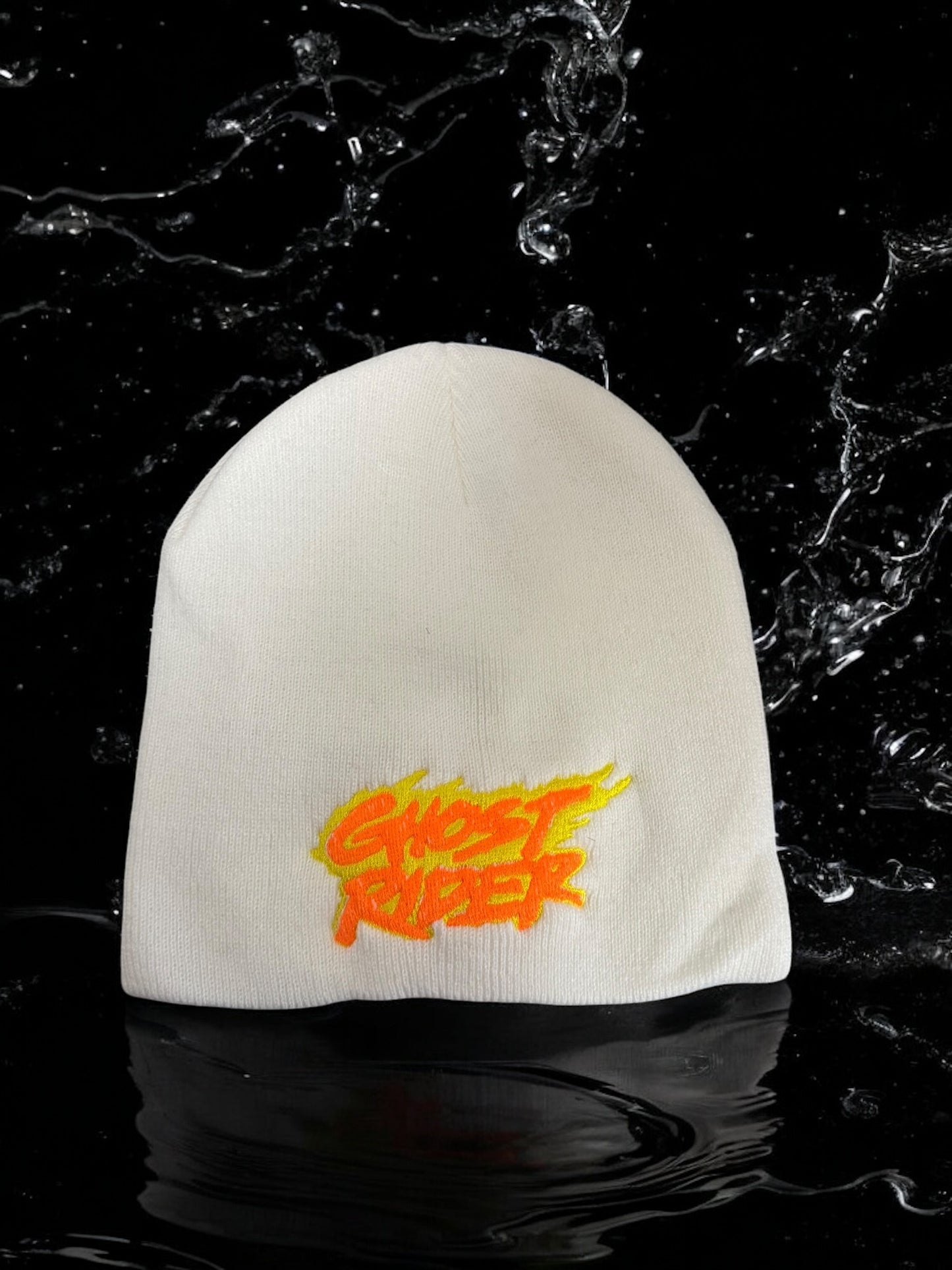 White ghost rider beanie