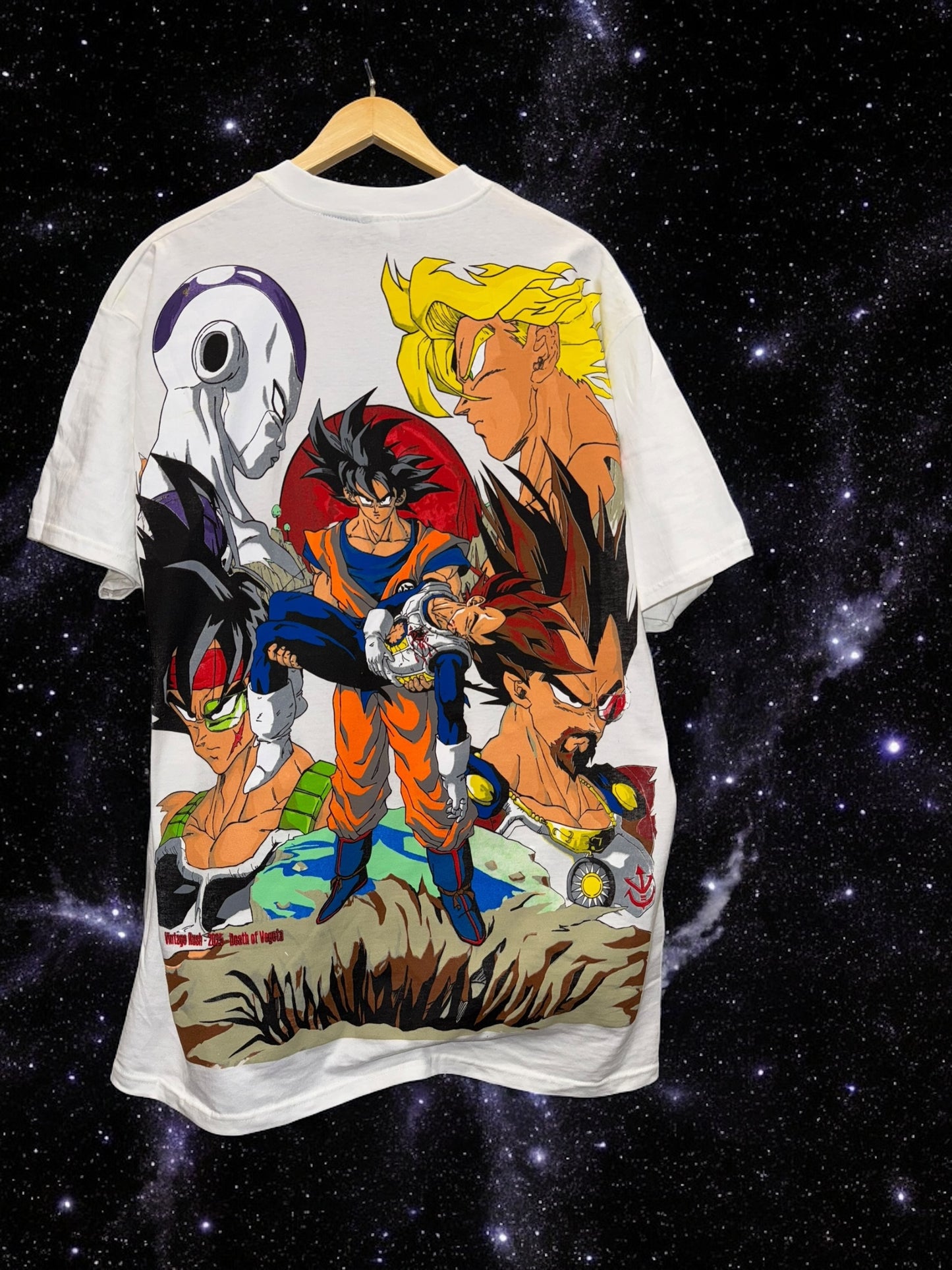 Vintage White tag -Front &  Fathers Braw Vegeta’s Death l Back