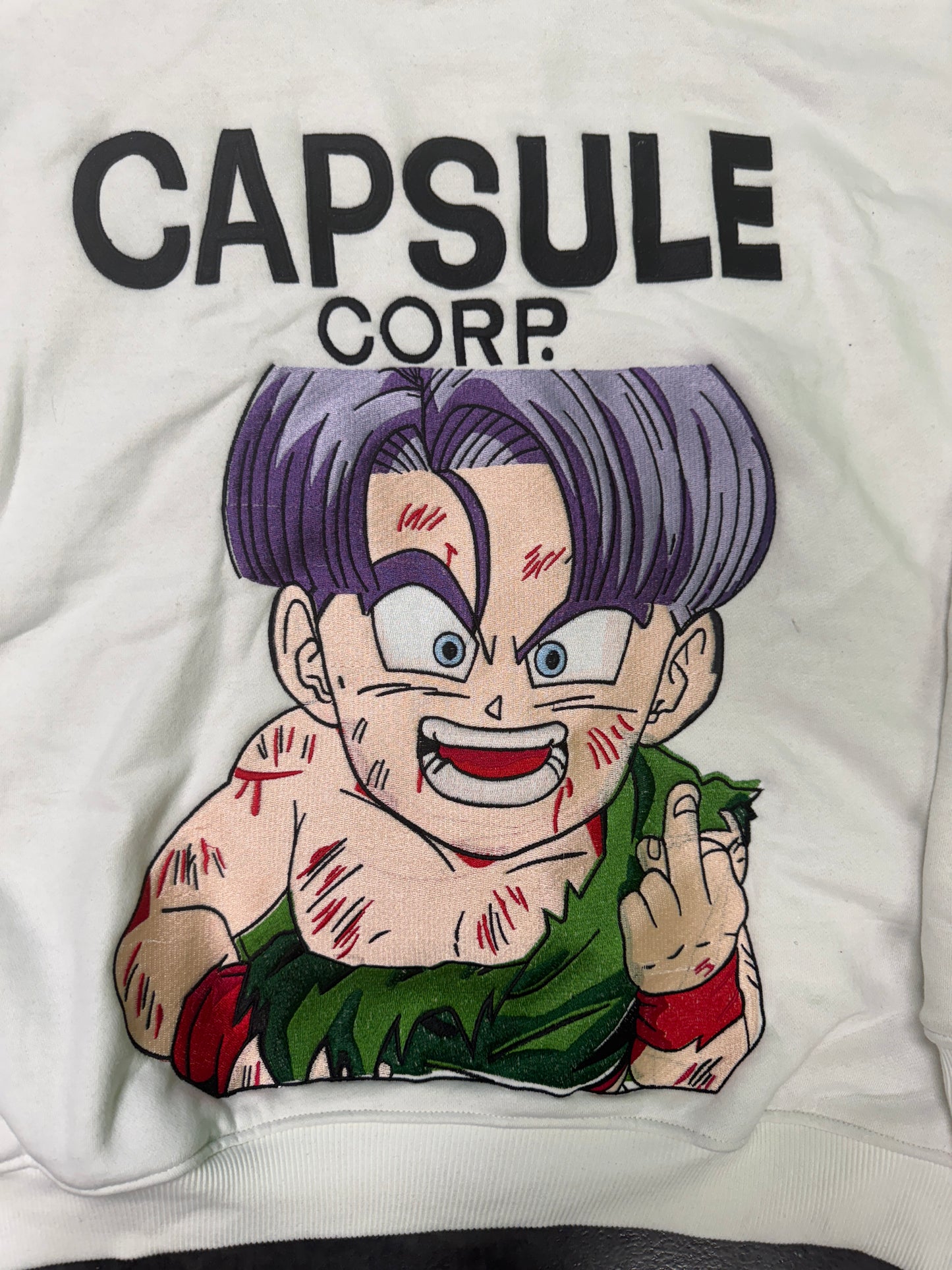 Large-White Capsule Corp Kid Trunks Graphic Hoodie – Dragon Ball Z Inspired