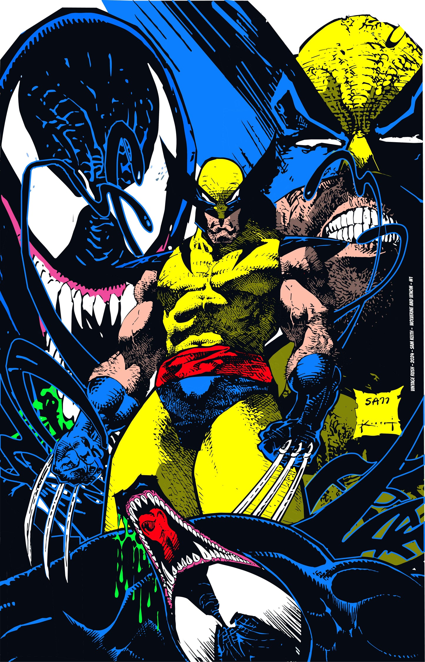 Wolverine vs Venom Poster UV ink 24 inches by 36 inches