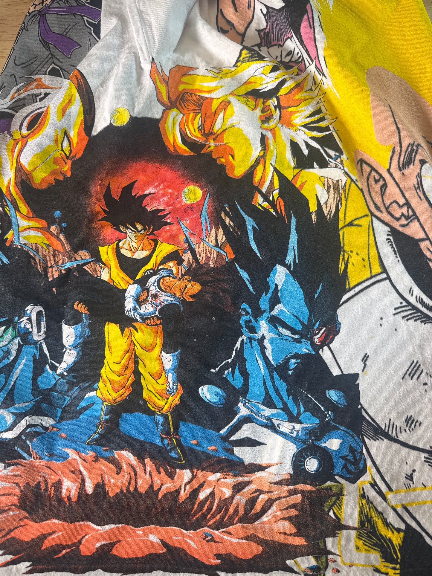 White - Vegeta’s Death Monochrome Sides - Ultra Ego Vegeta Front - SSJ 3 Vegeta Back - 360 Shirt