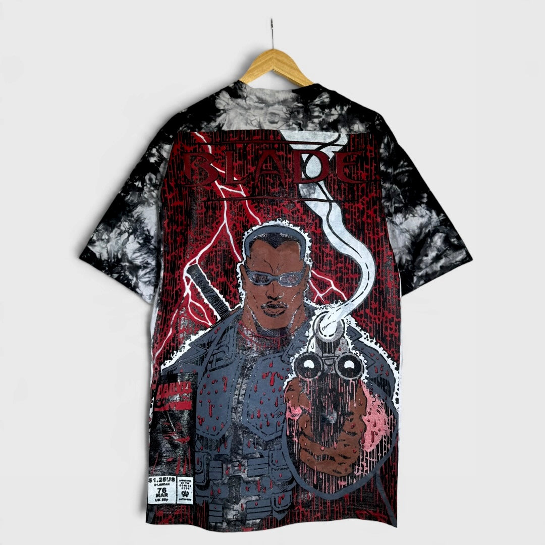Black and White Tie Dye - Thunder Rain Blade Front - Bloody Rain Blade Back