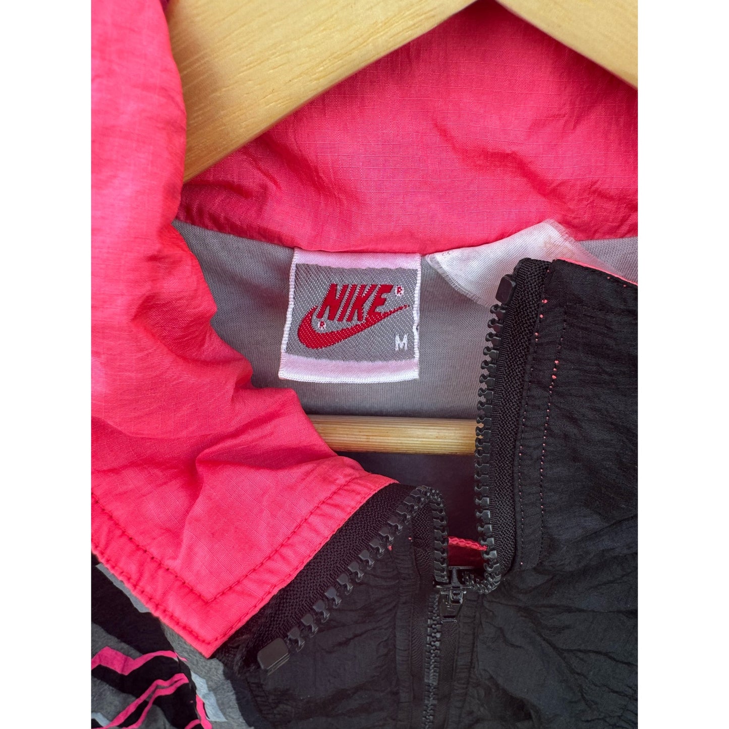 Nike vintage grey tag jacket black pink wind breaker coat 90's