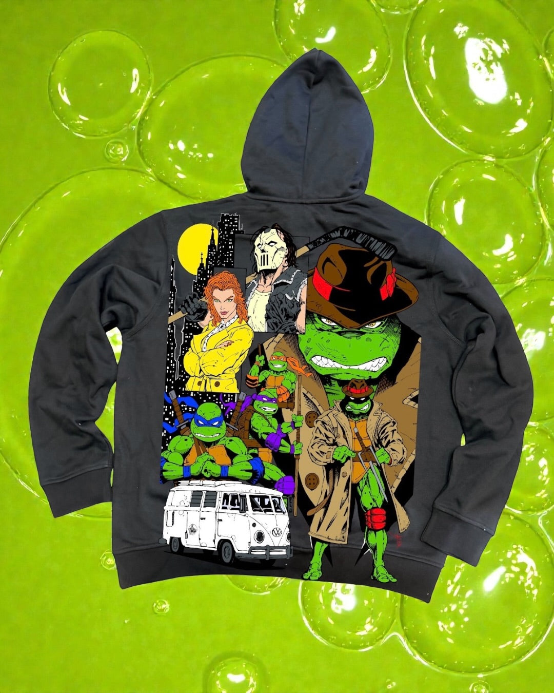 Black HOODIE - TMNT World Tee Back hit & Trench coat Ralph
