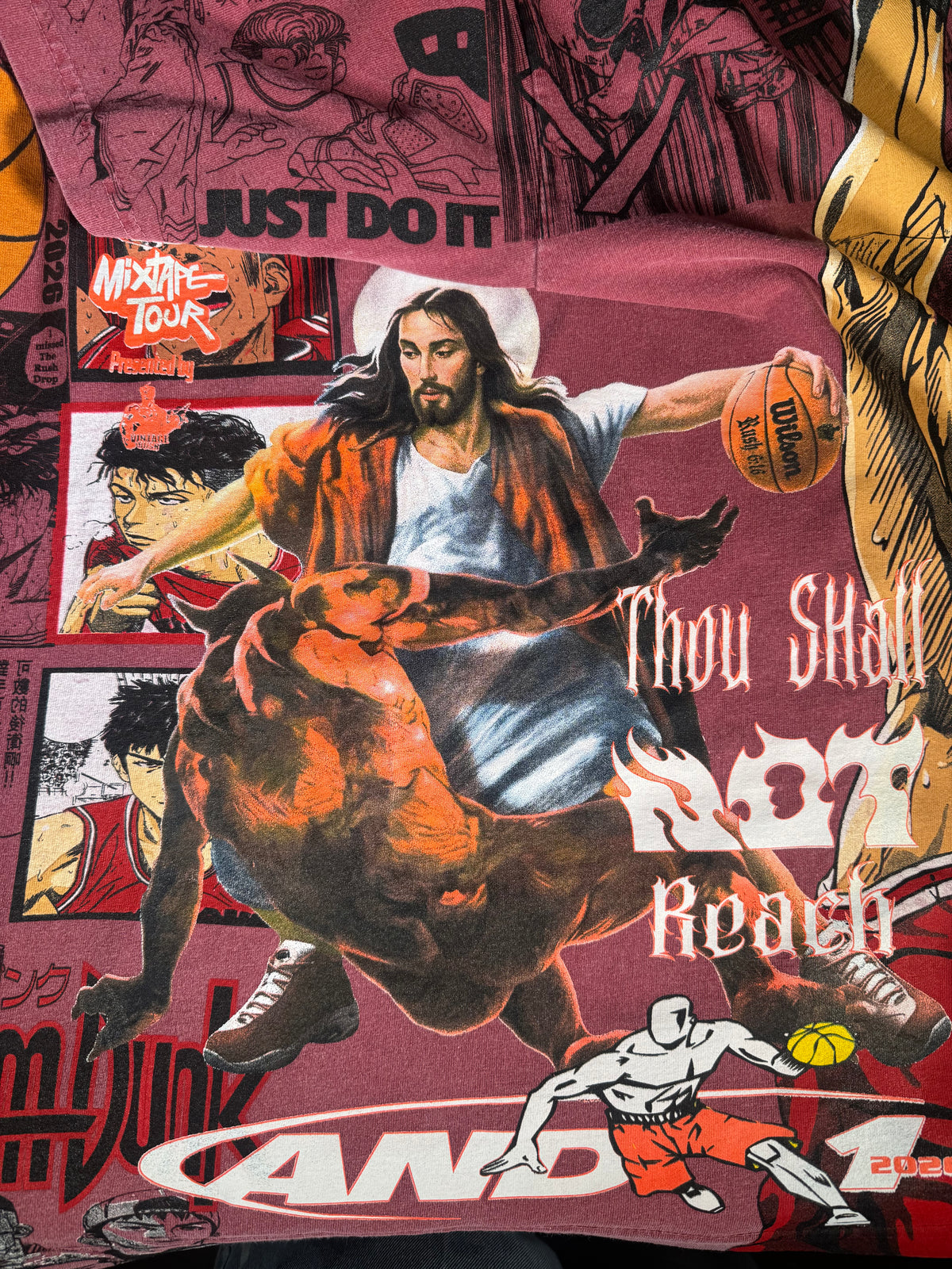 Faded Red - Slam Dunk Front Back - Thou Shall Not Reach Verse 6:16 Sides - 360 Shirt