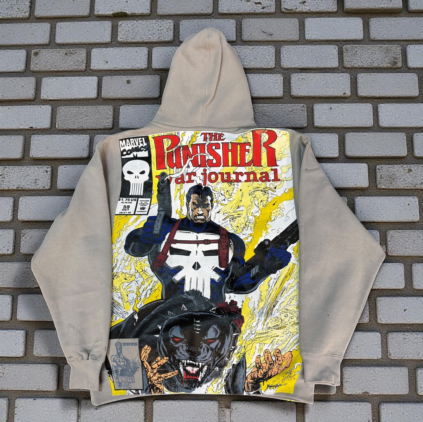 Light grey  Hoodie - punisher flame solo & The Punishers Pit