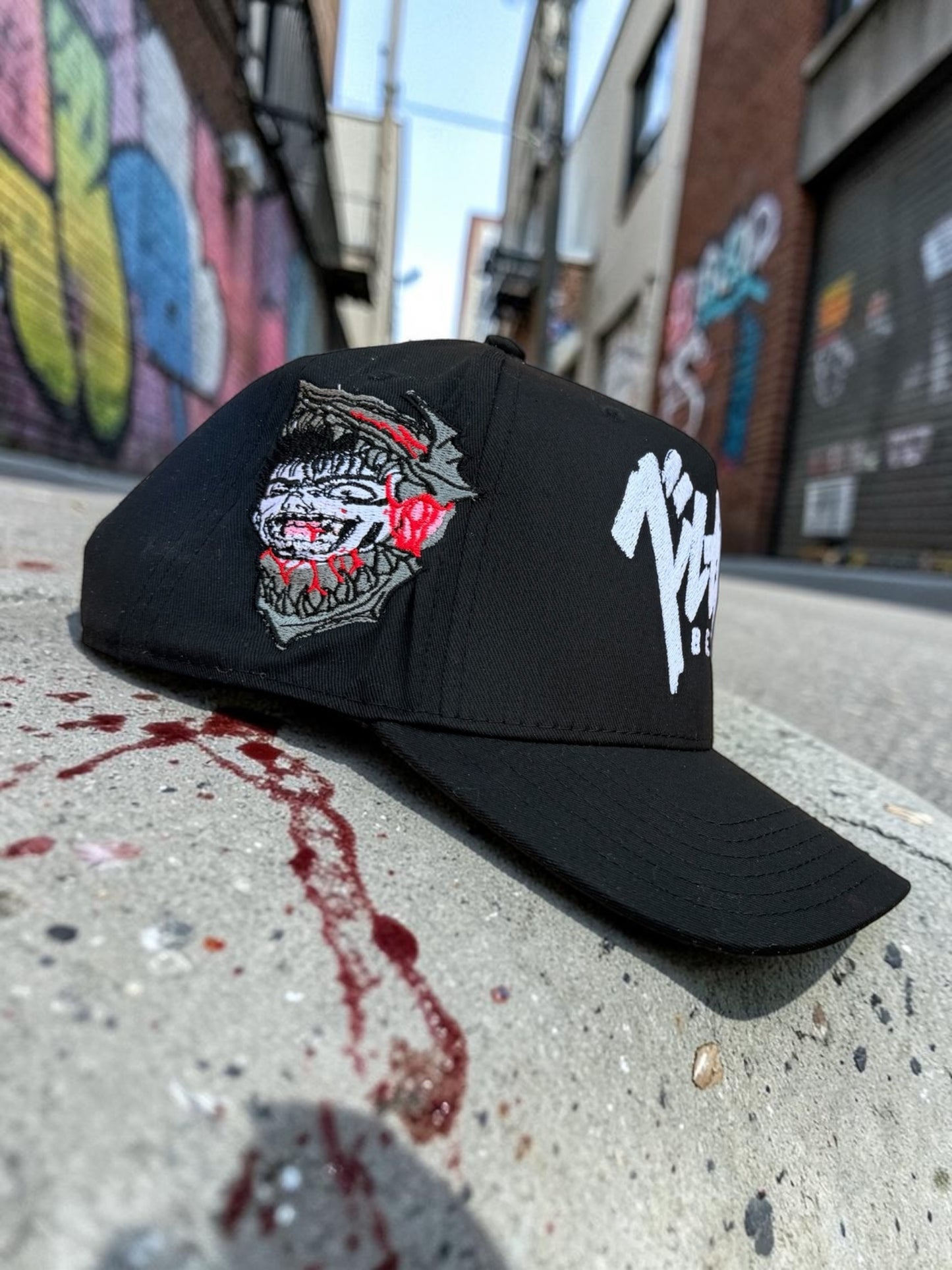Black - White glow in the dark thread Berserk hat