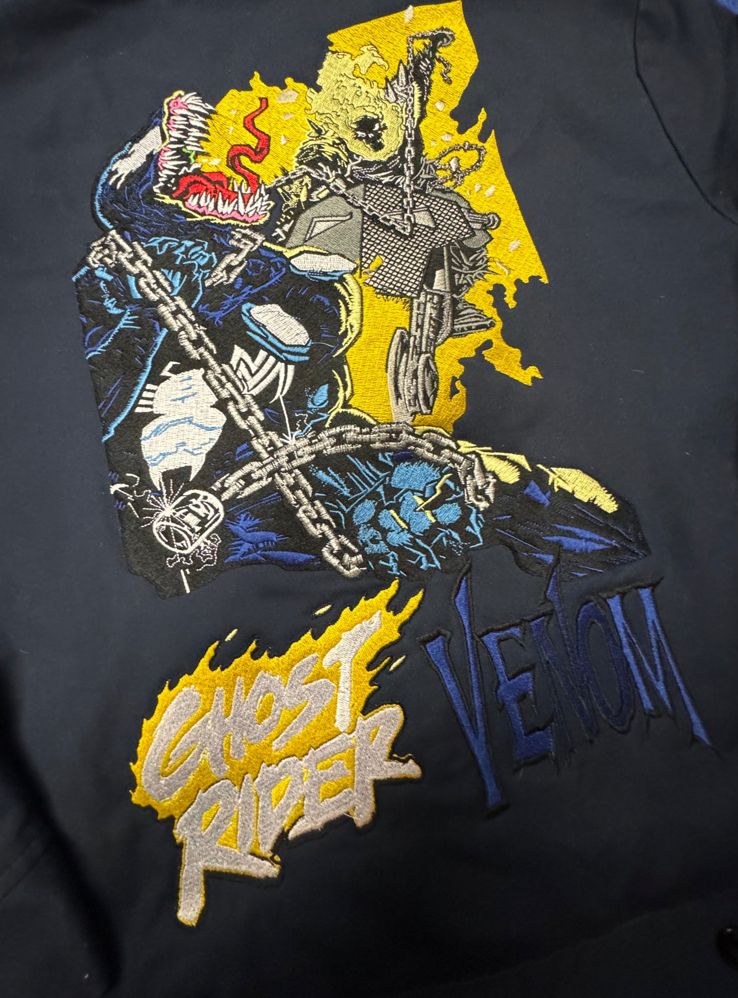 Navy Blue Venom vs Ghost Rider Jacket