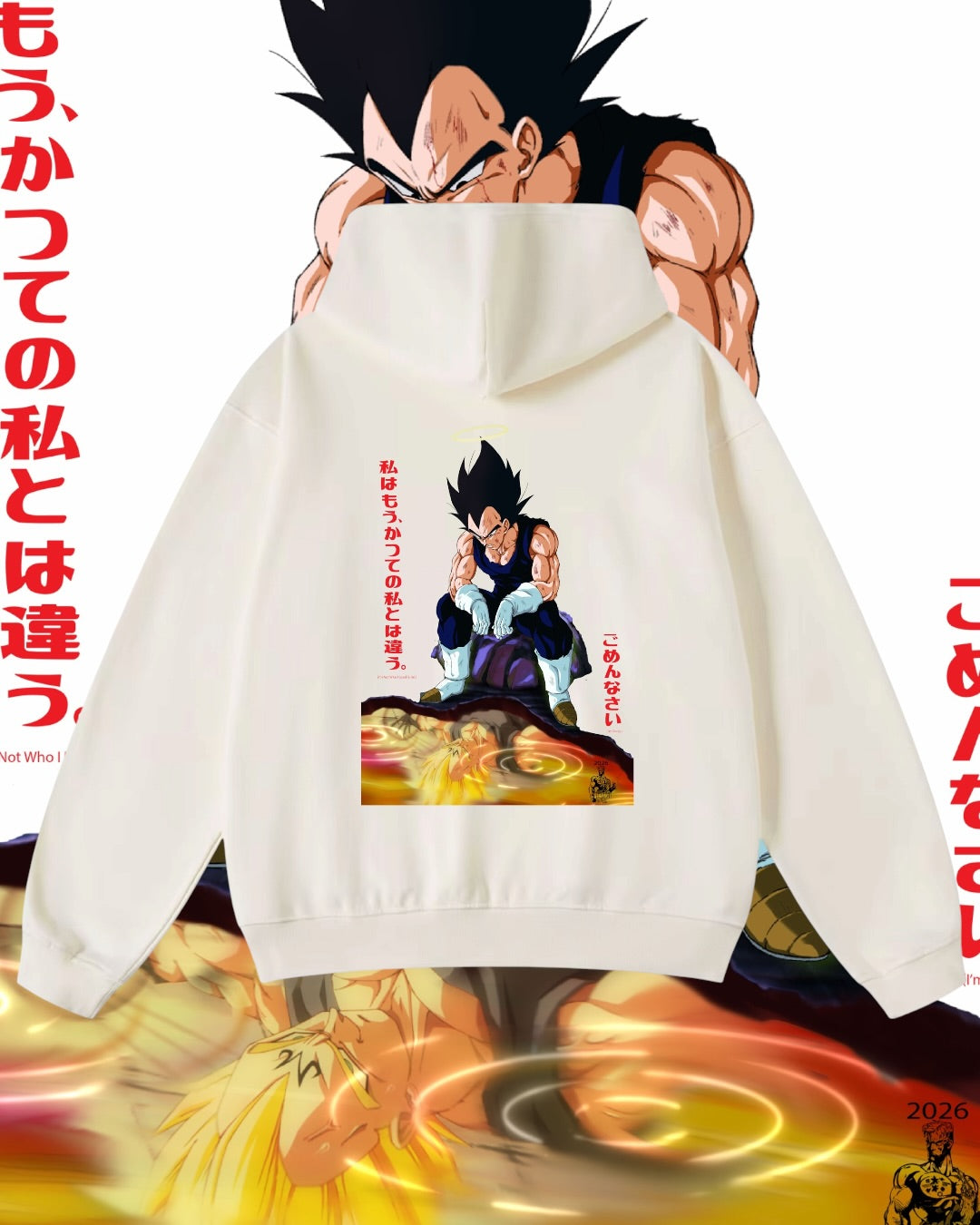 Cream Hoodie -  Vegeta I’m Sorry