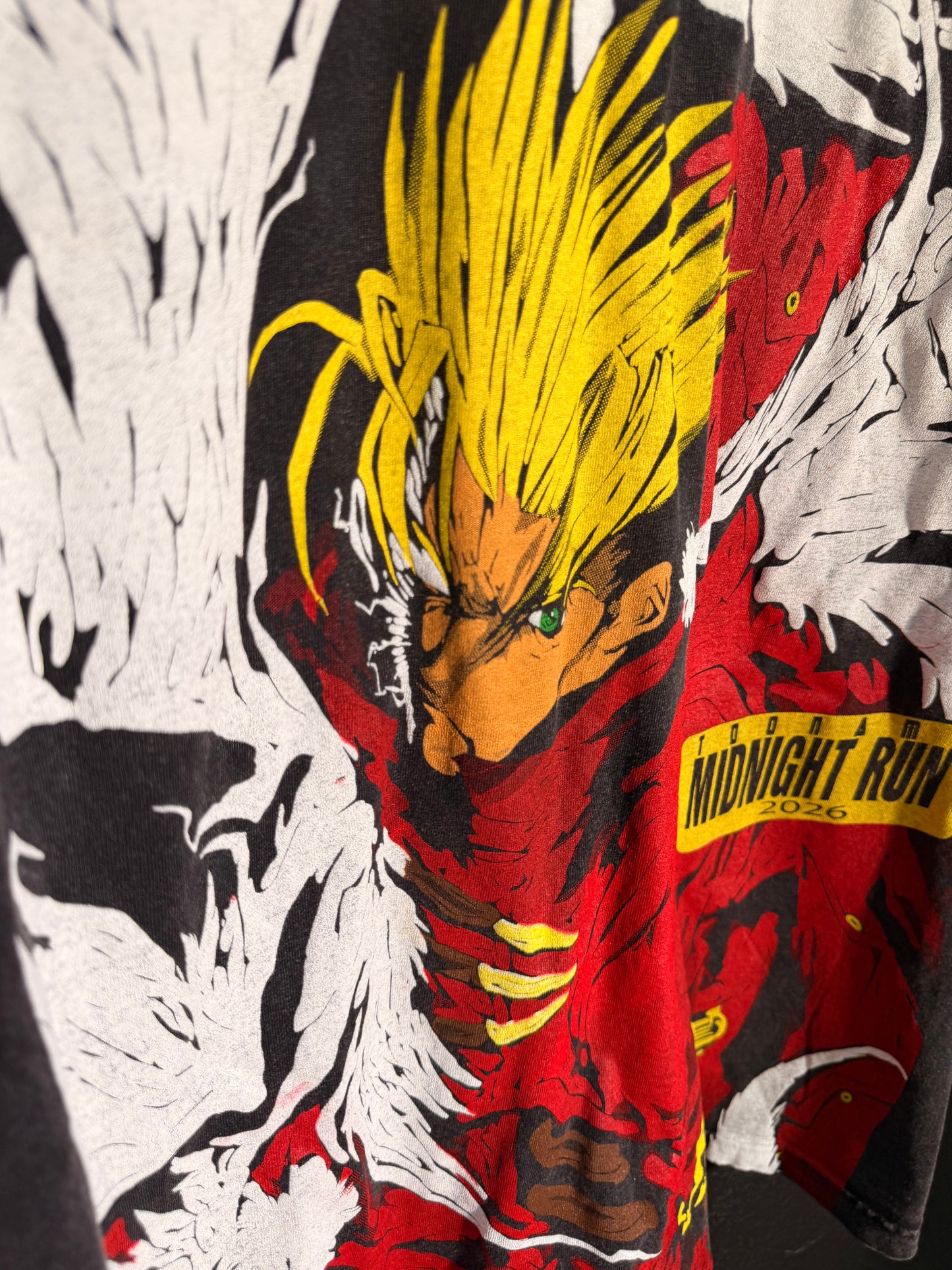 Black Acid wash  - TriGun Cross front - Trigun angel wings  back