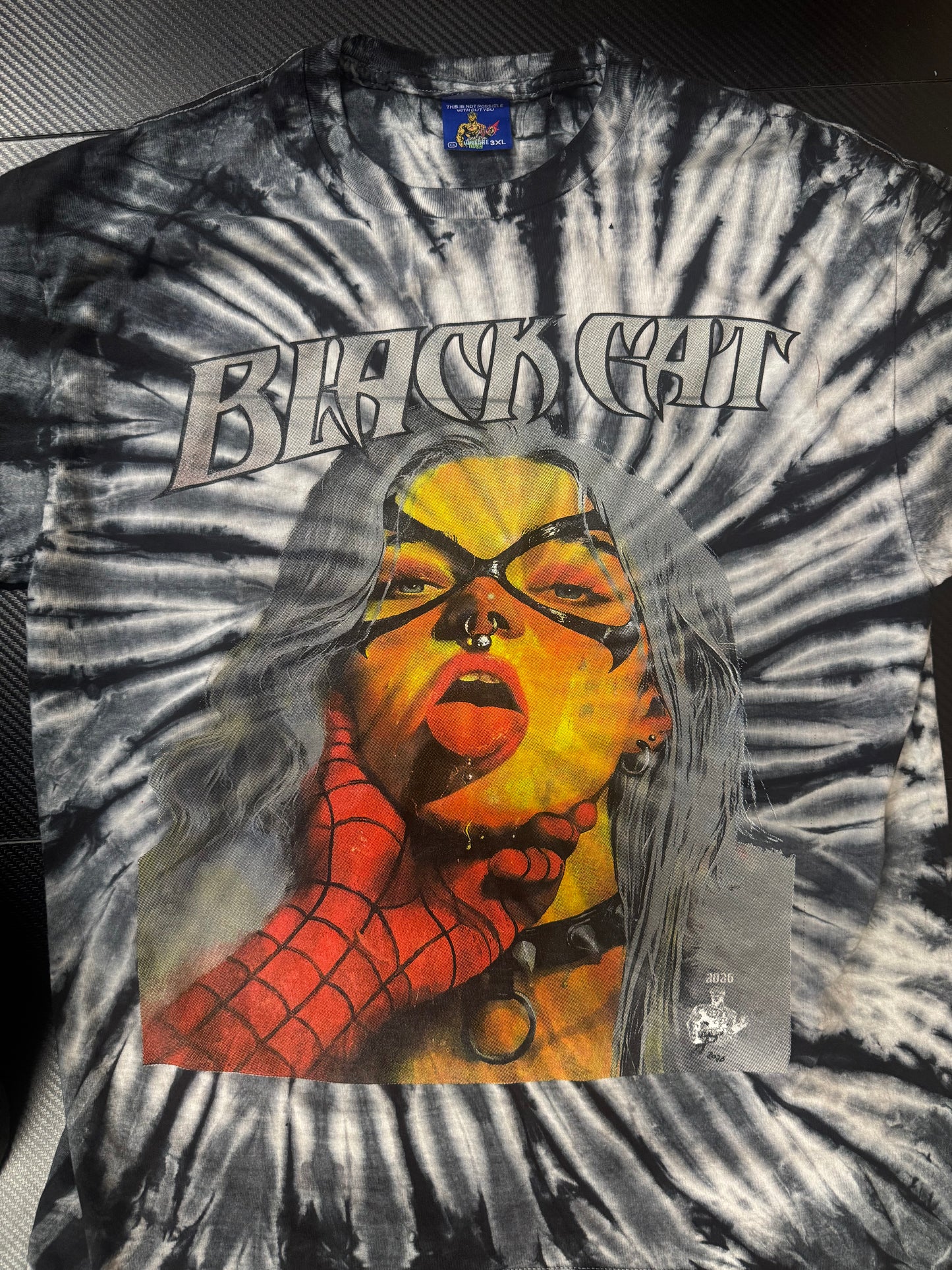 Black Swirl Tie Dye - Black Cat Shirt