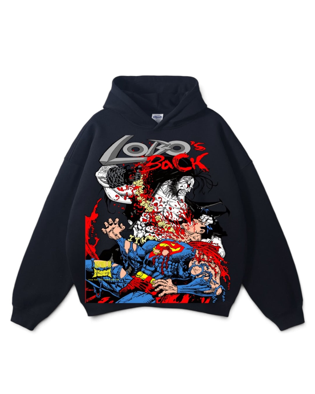 Black - Spine Ripped Front - Lobo Wins Back - Hoodie