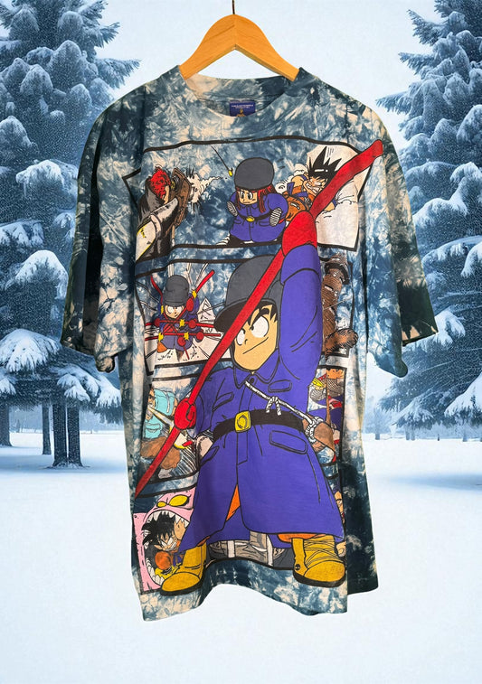 Blue tie dye- Muscle Tower front - Pirates Back