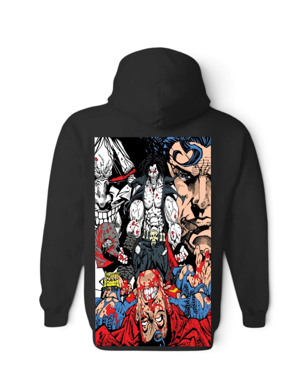 Black - Spine Ripped Front - Lobo Wins Back - Hoodie