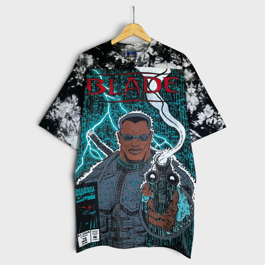 Black and White Tie Dye - Thunder Rain Blade Front - Bloody Rain Blade Back