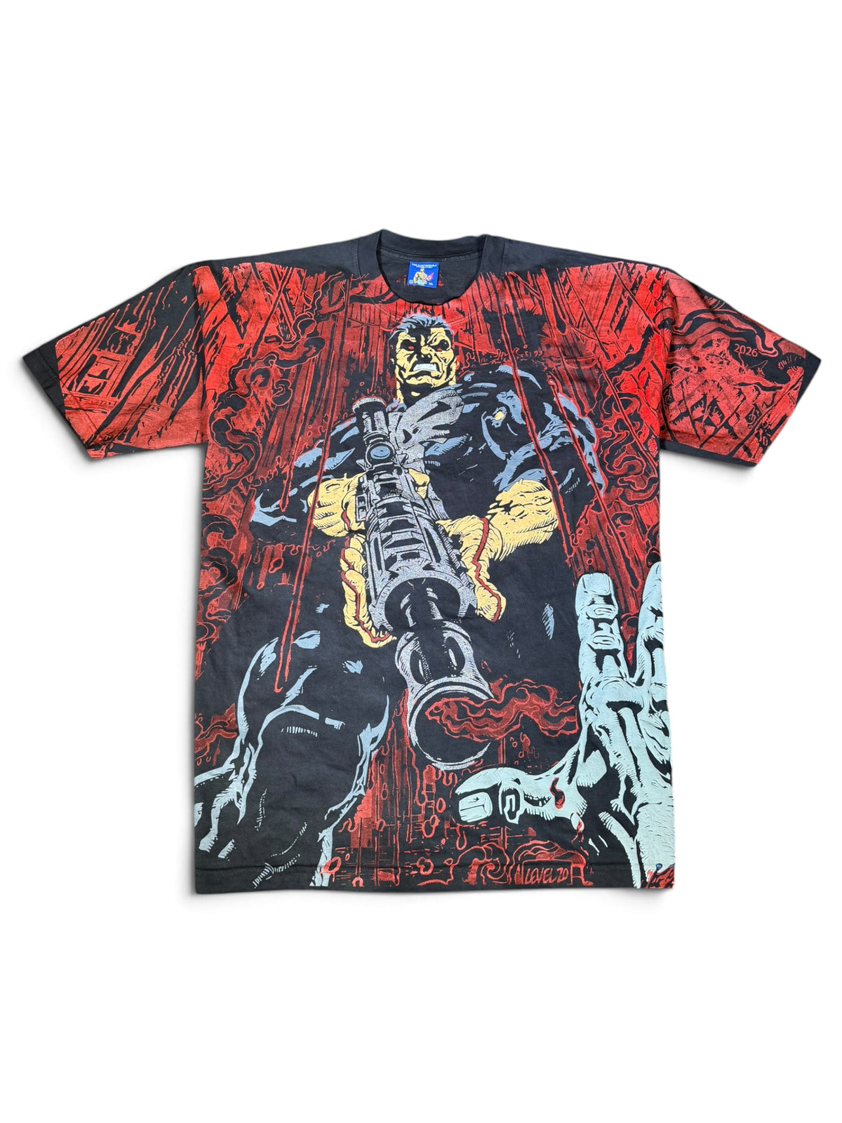 Black - Bloody Rain Punisher vs Gray Hulk Front and Back Mega Print