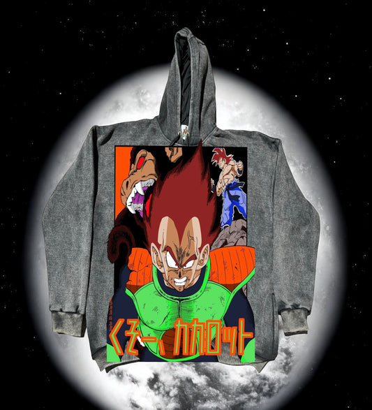 Faded - Variant Premium Hoodie - Arlia Vegeta front &  SSJ Gohan “ I Hate Sayians” Back