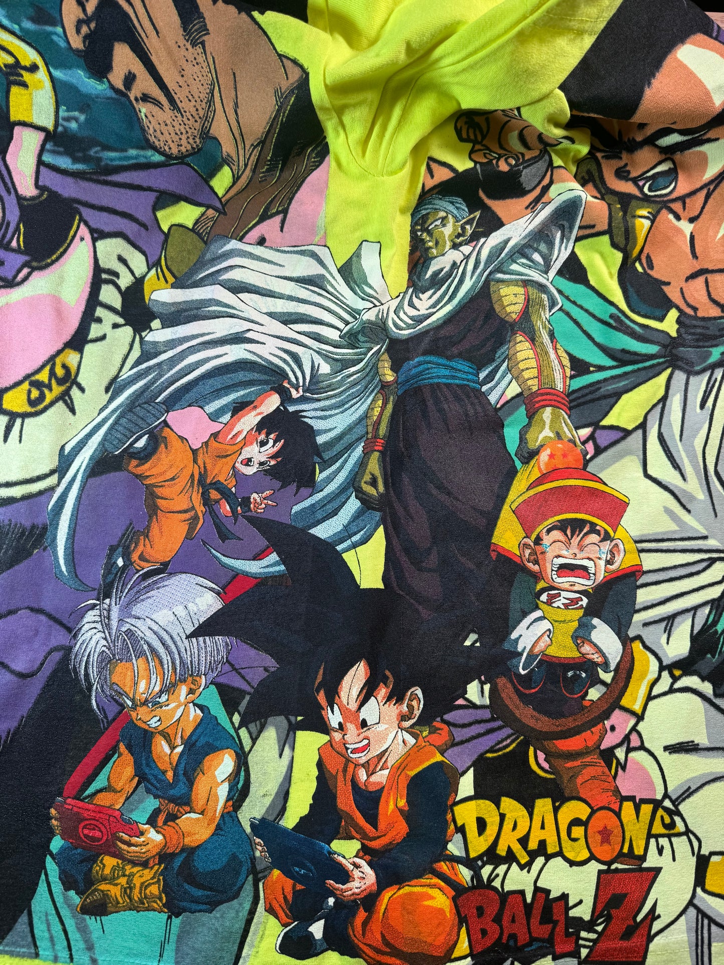 Neon Yellow - Gotenks Front - Gohan Back - Uncle Piccolo Babysits Sides - 360 Shirt