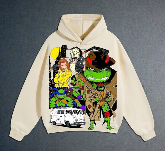 Cream HOODIE - Trench coat Ralph & TMNT World Tee Back hit