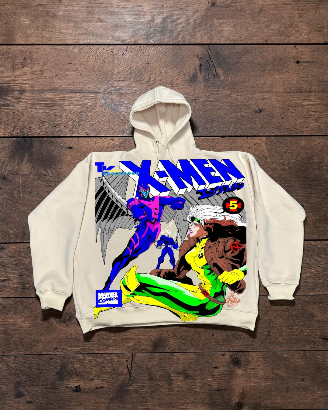 Cream HOODIE - archangel  Front hit and Gambit back hit