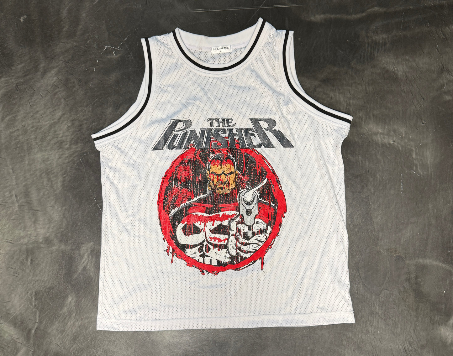 (Black Friday) (Imperfections) White tank top- L- Blood Rain Punisher