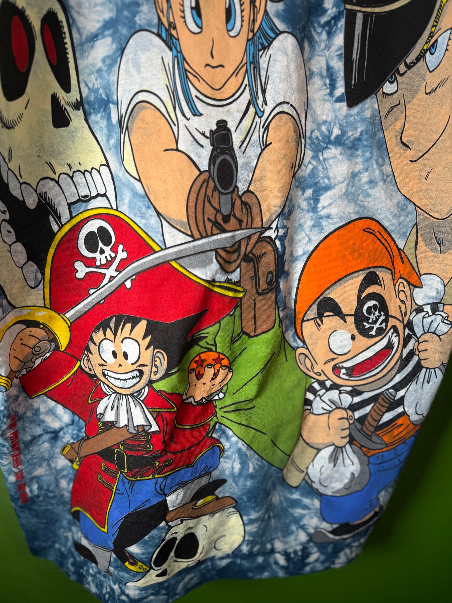 Blue tie dye- Muscle Tower front - Pirates Back