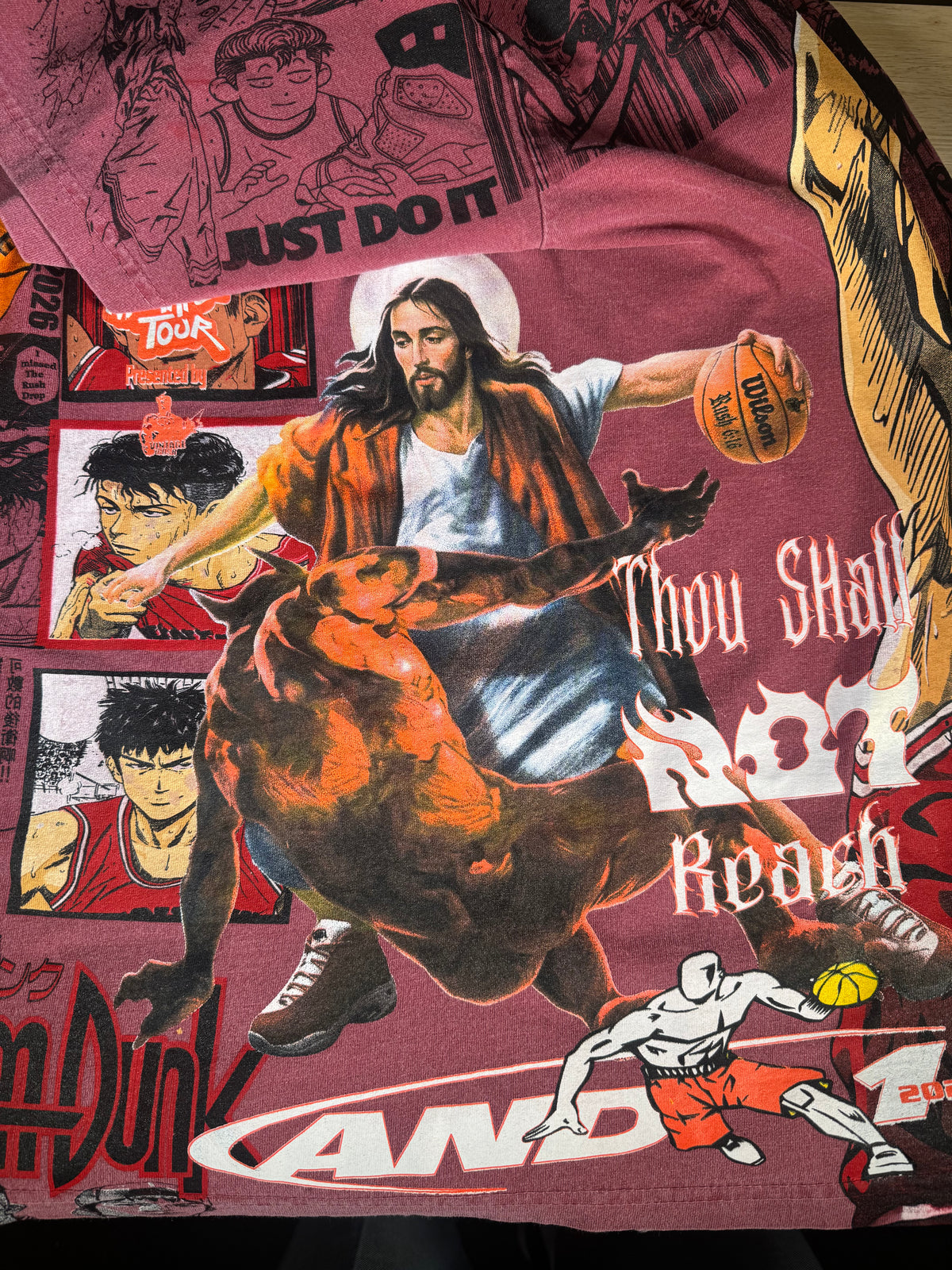 Faded Red - Slam Dunk Front Back - Thou Shall Not Reach Verse 6:16 Sides - 360 Shirt