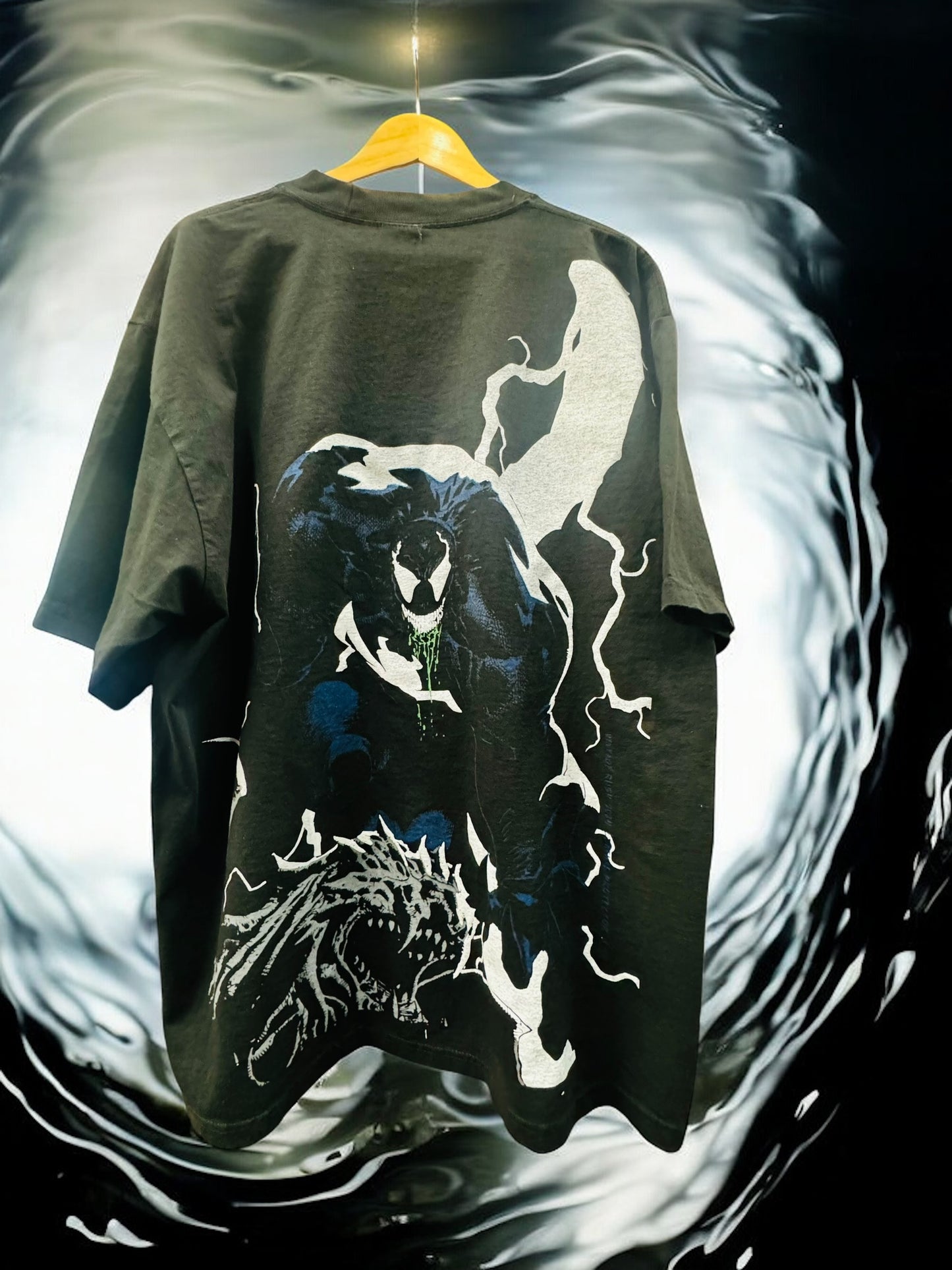 Black  - Venom city lights Tee front & lighting Back