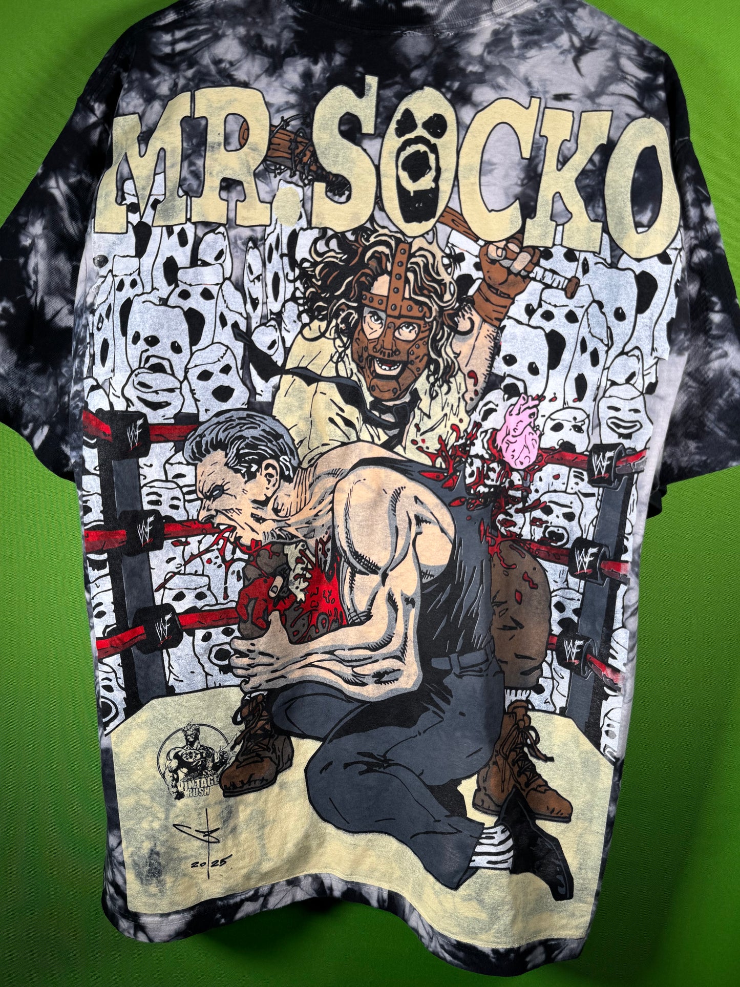 Black Tie Dye - tombstone of death front & Mr. socko Kills back