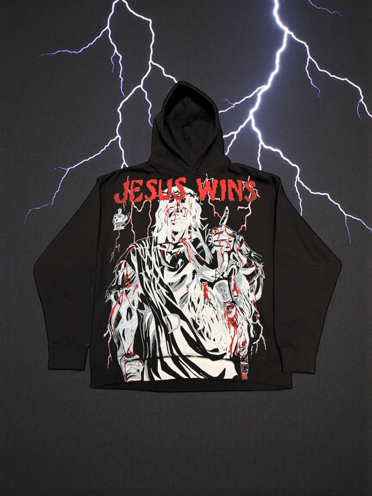 Black hoodie - Double sided Jesus Wins