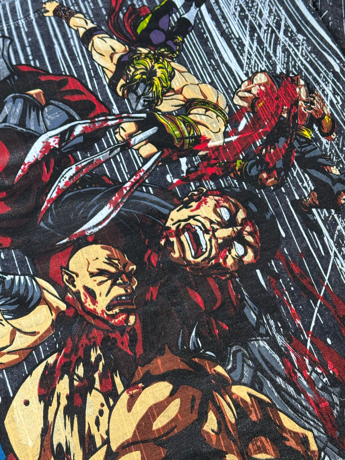 Black Acid Wash Rain - Shadowloo Front - Ryu and Chun Li Back