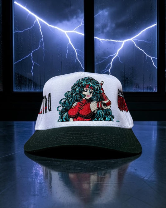 White Hat with Green Brim - Hookups Elektra