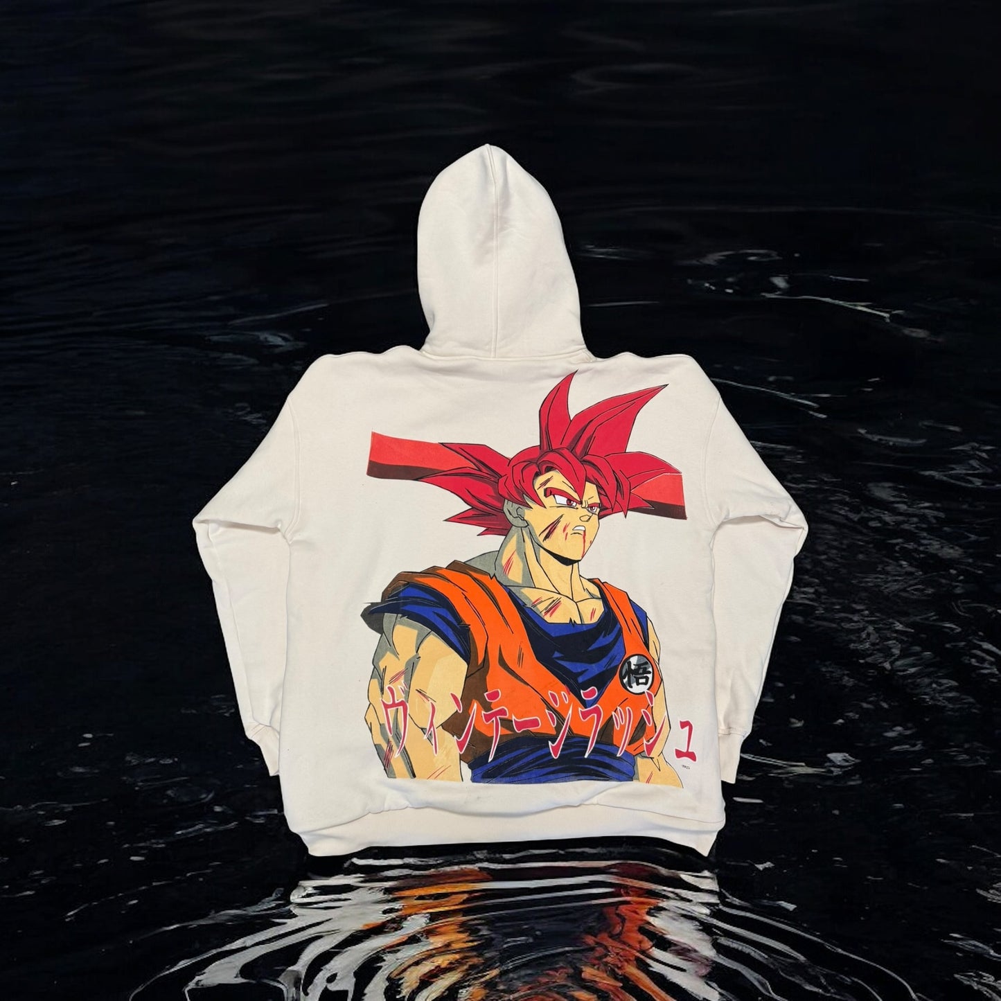 (Black Friday ) Cream Dragon Ball Z Super Saiyan Hoodie (Front & Back Print) – Featuring Goku, Majin Buu