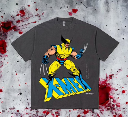 Wolverine X-Men Manga collection faded black tee