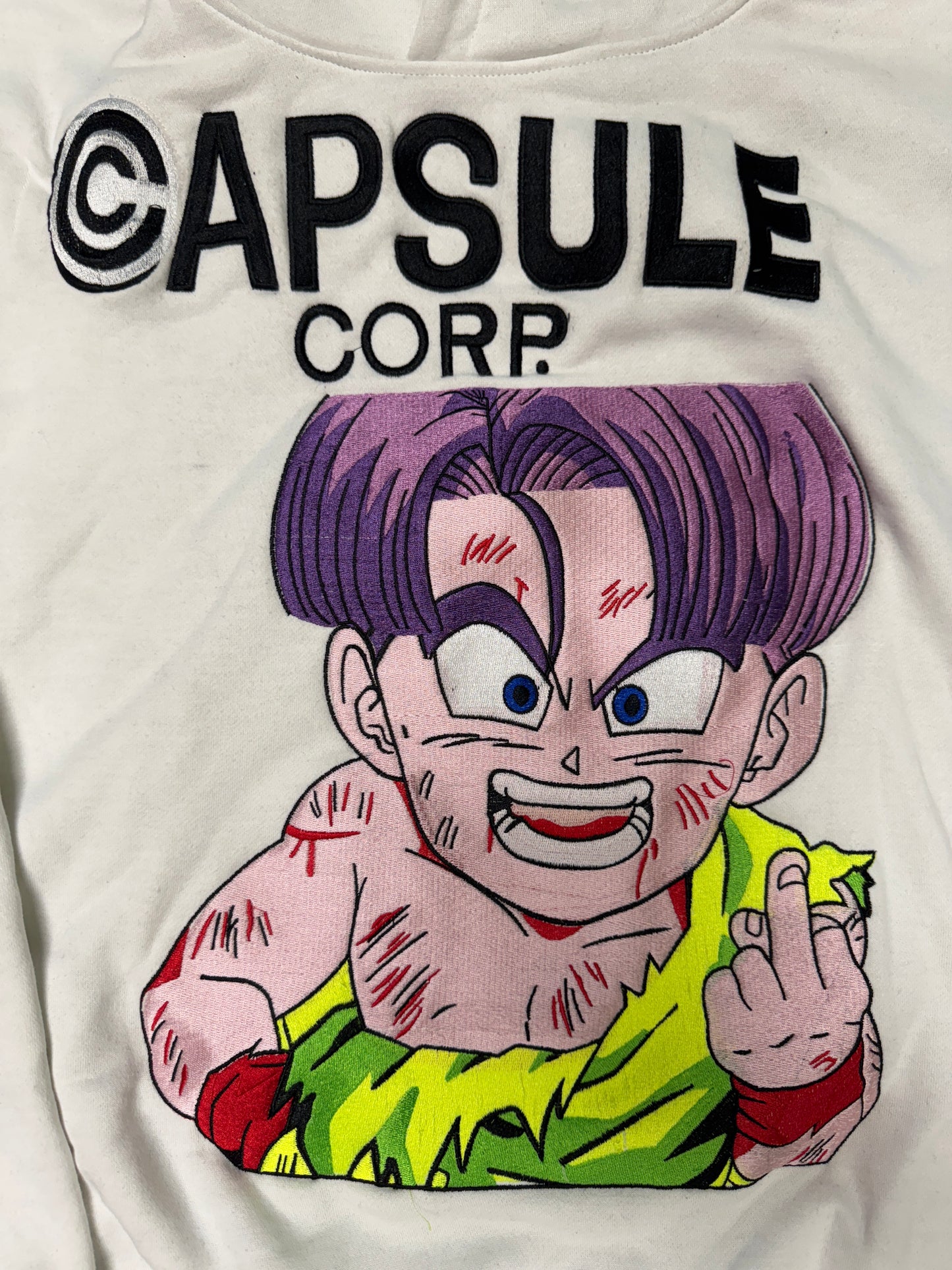 Large-White- Capsule Corp Kid Trunks Graphic Hoodie – Dragon Ball Z Inspired
