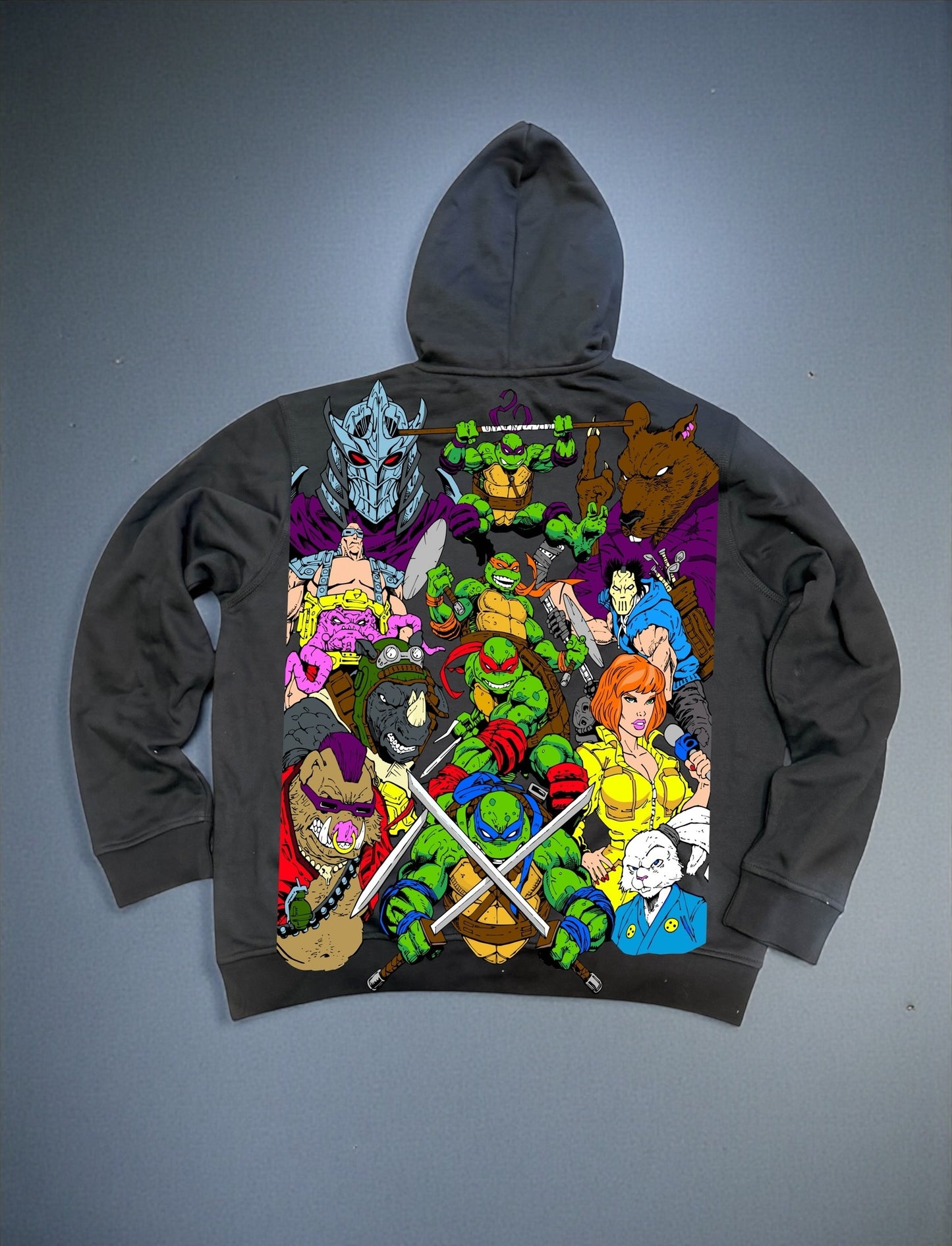 Black HOODIE - Trench coat Ralph & TMNT World Tee Back hit