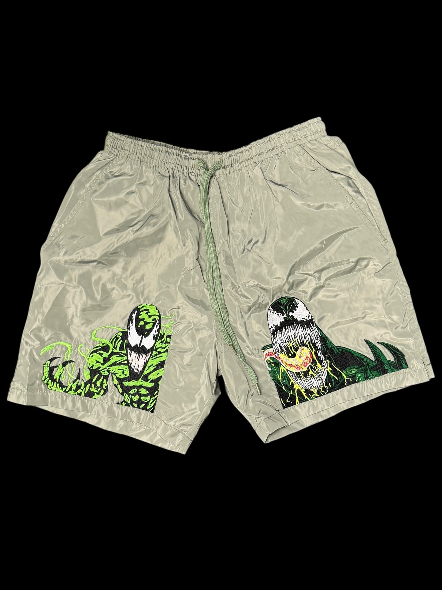 (Black Friday) Large-Nylon Light Green - Neon Carnage/Venom Shorts