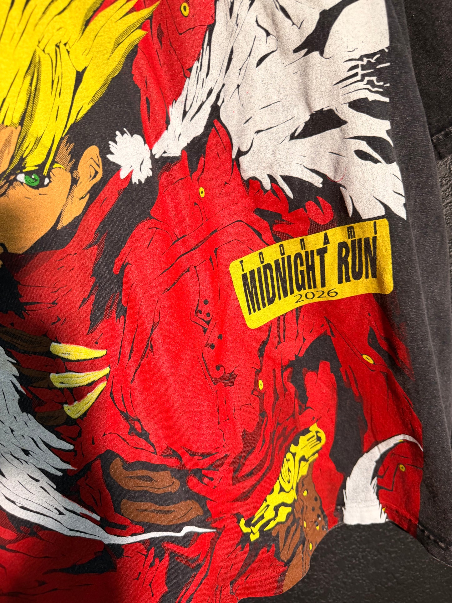 Black Acid wash  - TriGun Cross front - Trigun angel wings  back