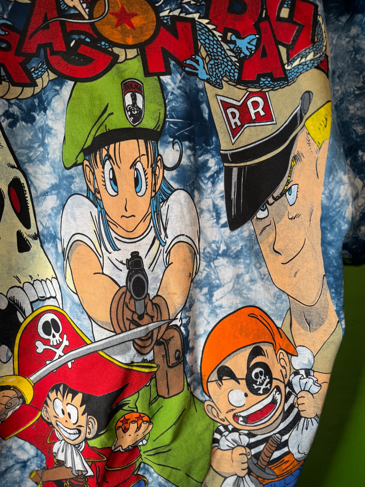 Blue tie dye- Muscle Tower front - Pirates Back