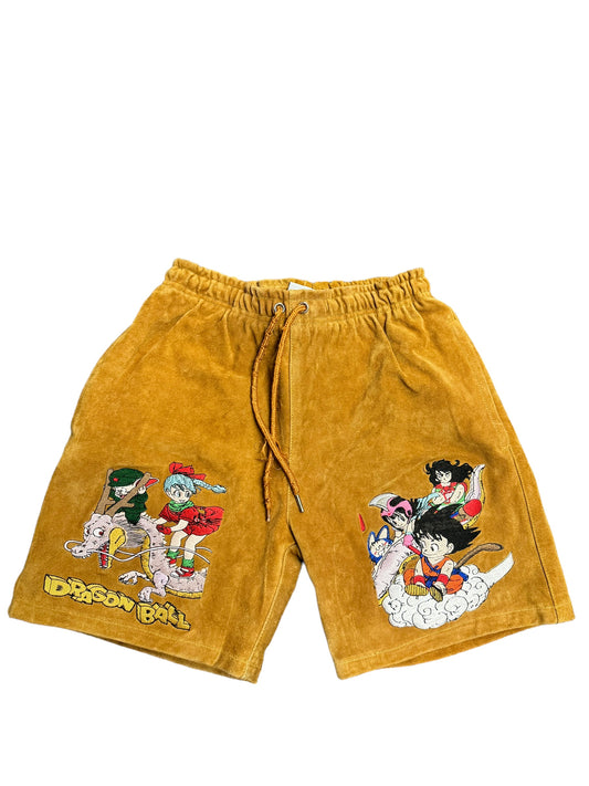 Tan DB poster Embroidered shorts