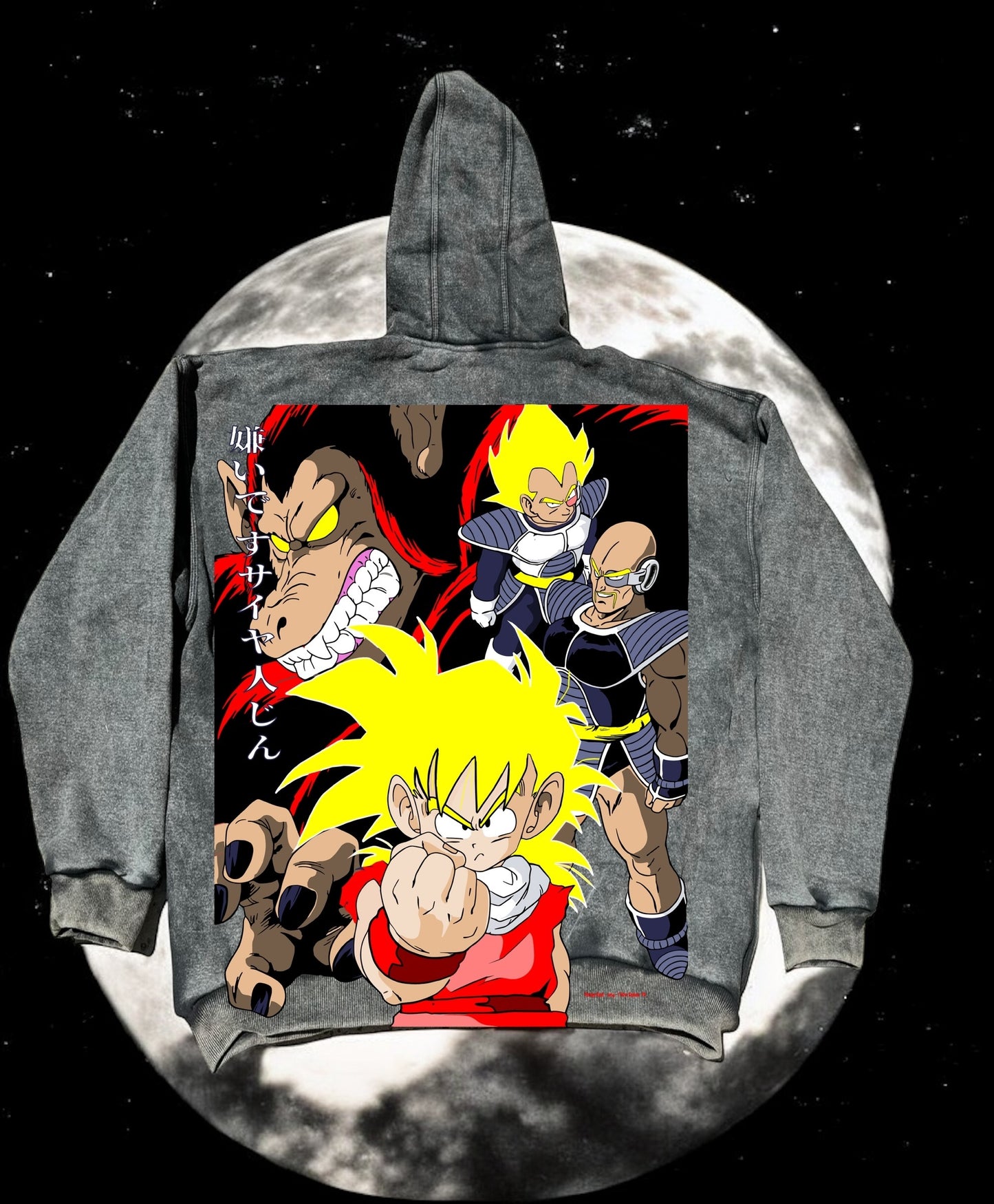 Faded - Variant Premium Hoodie - Arlia Vegeta front &  SSJ Gohan “ I Hate Sayians” Back