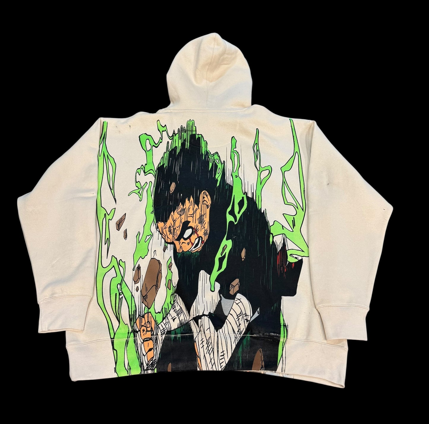 Cream HOODIE - Naruto Front & Rock Lee back