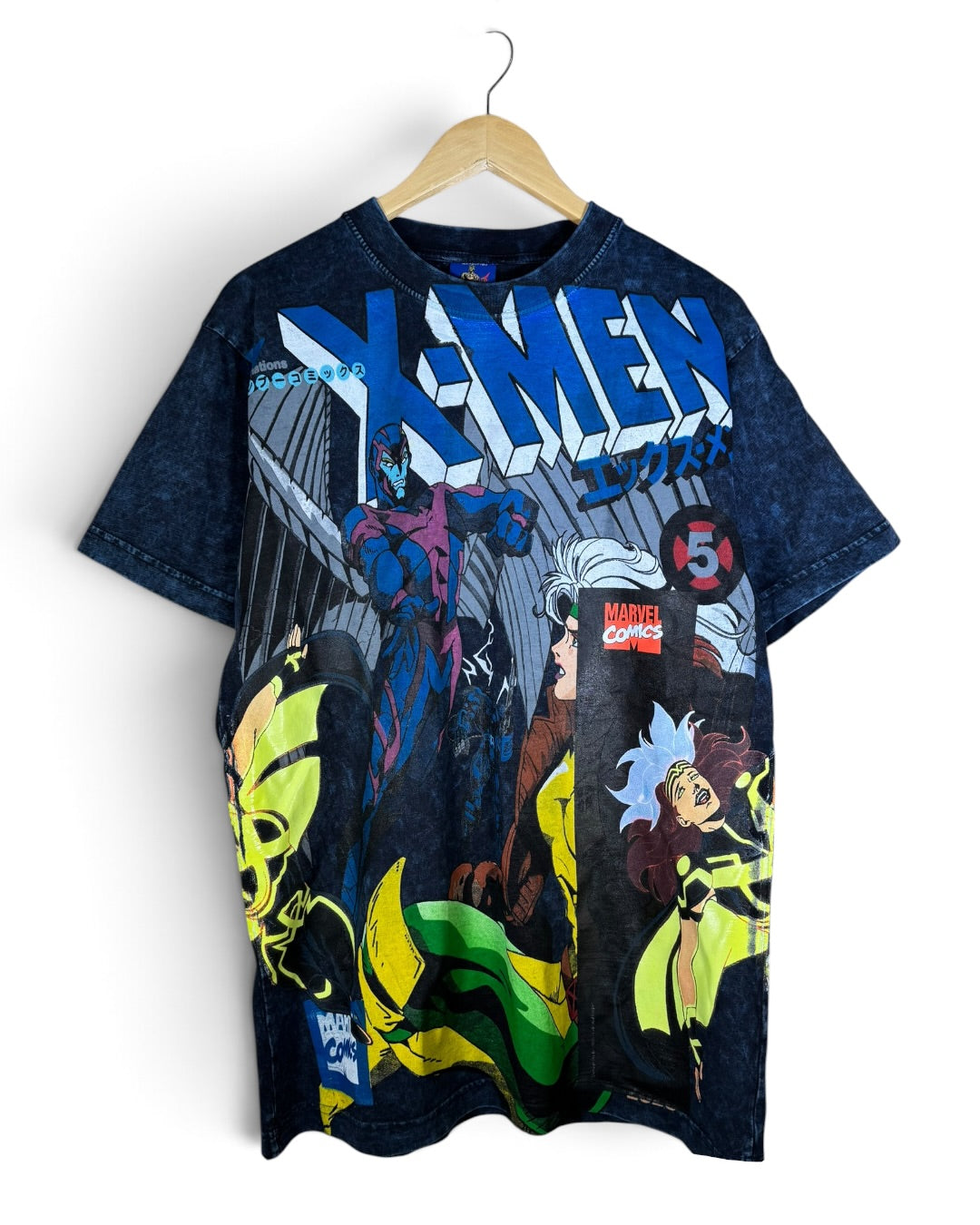 Dark Blue Acid Wash - X-Men - Celestial Rouge Sides - 360 Shirt