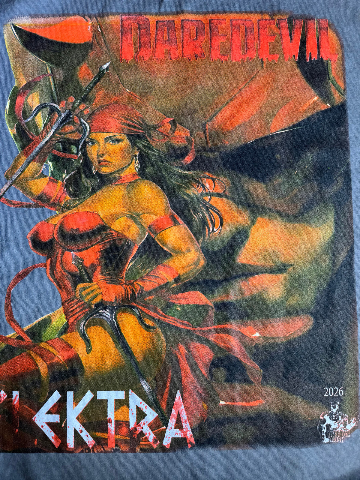 Black Oil Wash - Emma Frost Front - Elektra Back - Shirt